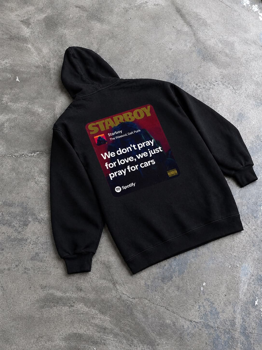 STARBOY — The Weeknd Lyric Hoodie — Back view
